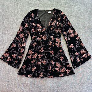 Black Velvet Burnout Floral Minidress